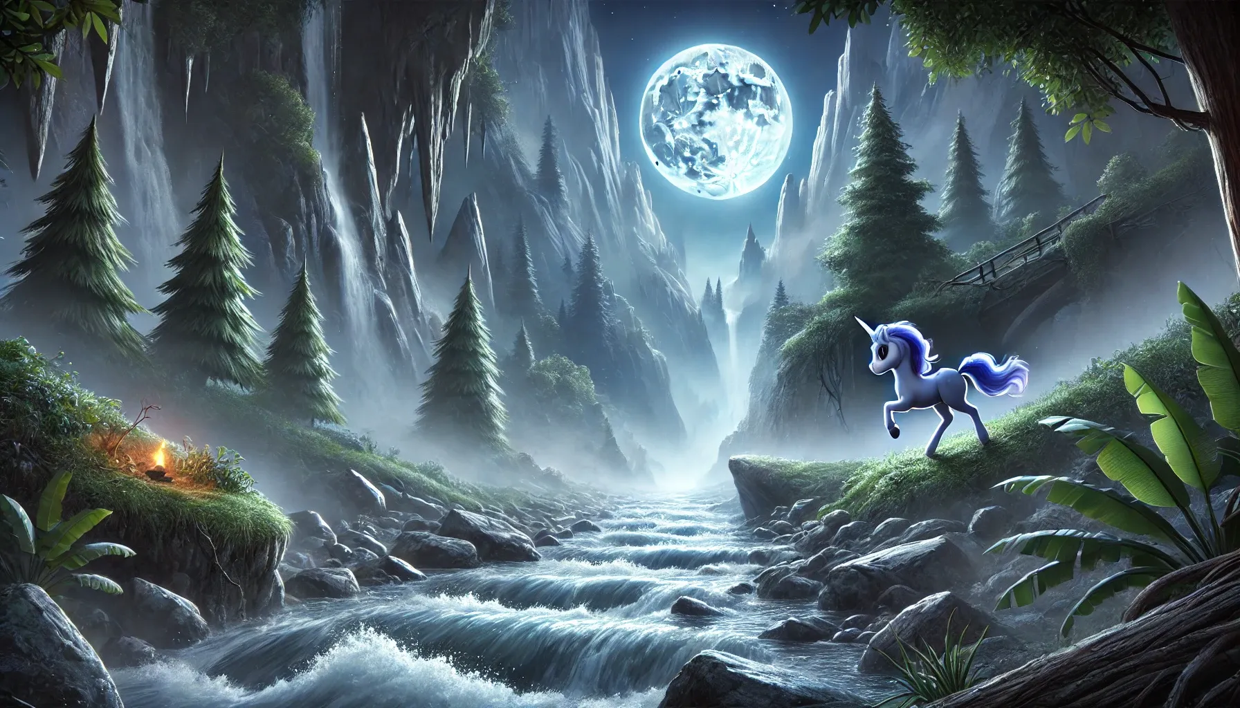 Luna and the Secret of the Enchanted Forest - Unicorn Story for Kids - crossing the river