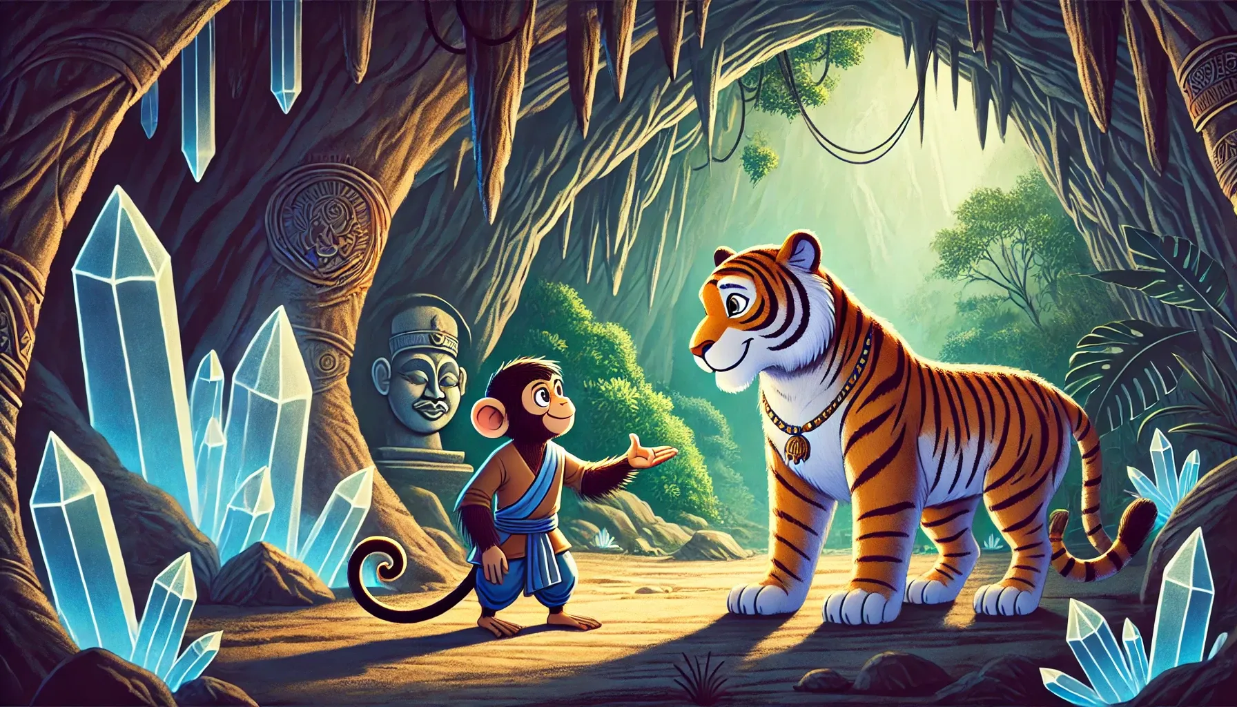 Raja's Jungle Adventure - Tiger Story for Kids - Mokey - Friendly monkey