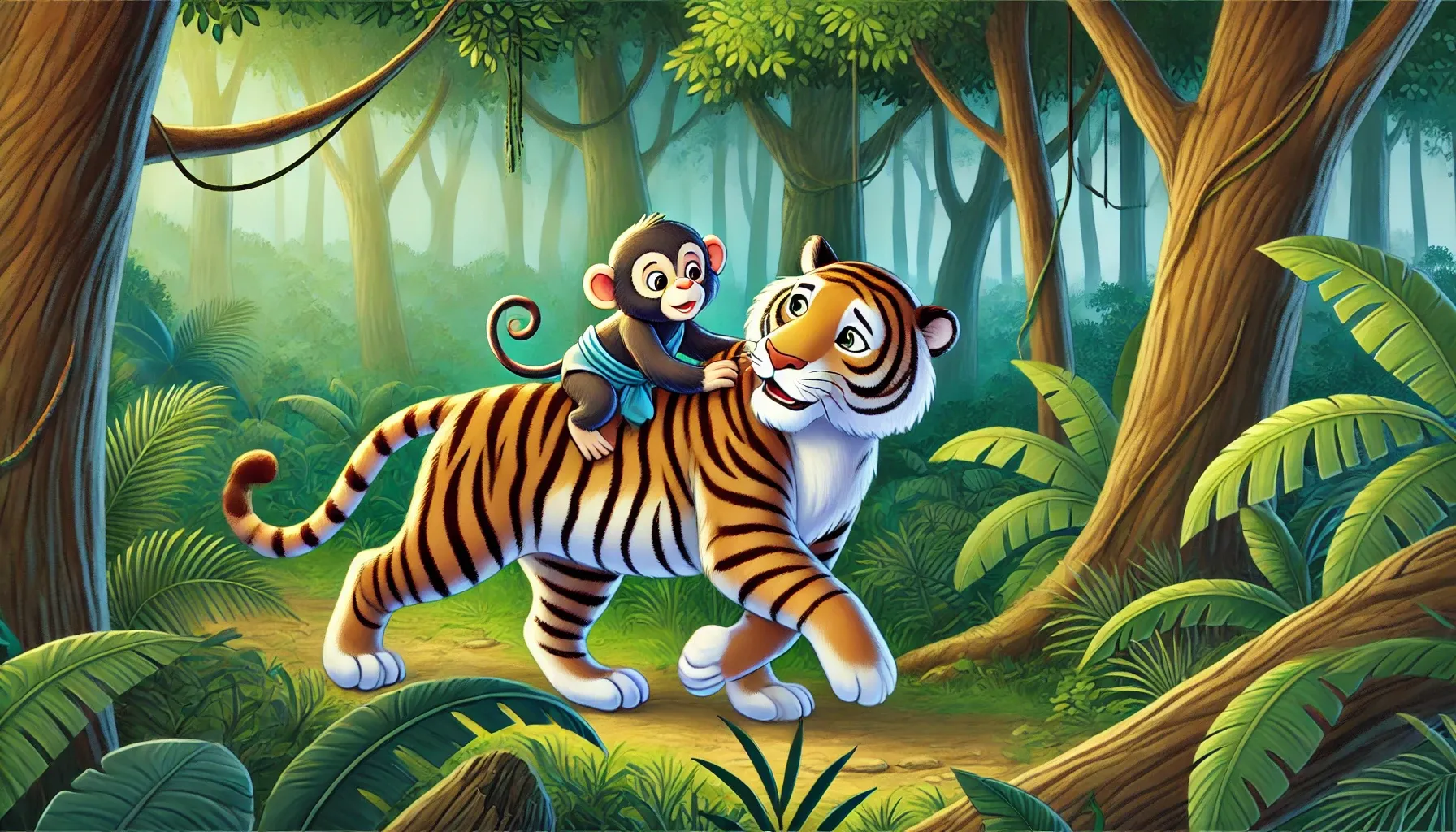 Raja the Kind Tiger - Tamil Story for Kids - The monkey