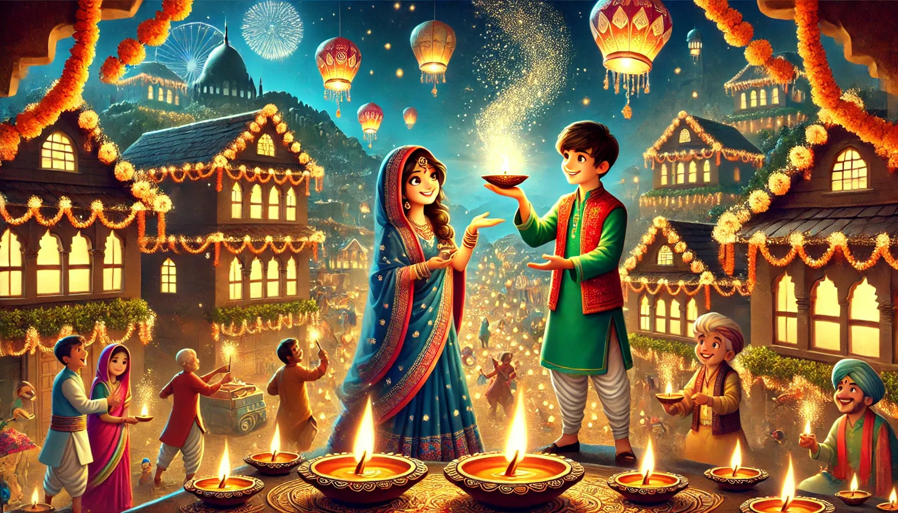 The Festival of Lights Diwali Magic - Tamil Story for Kids - Tamil stories lamp Celebration