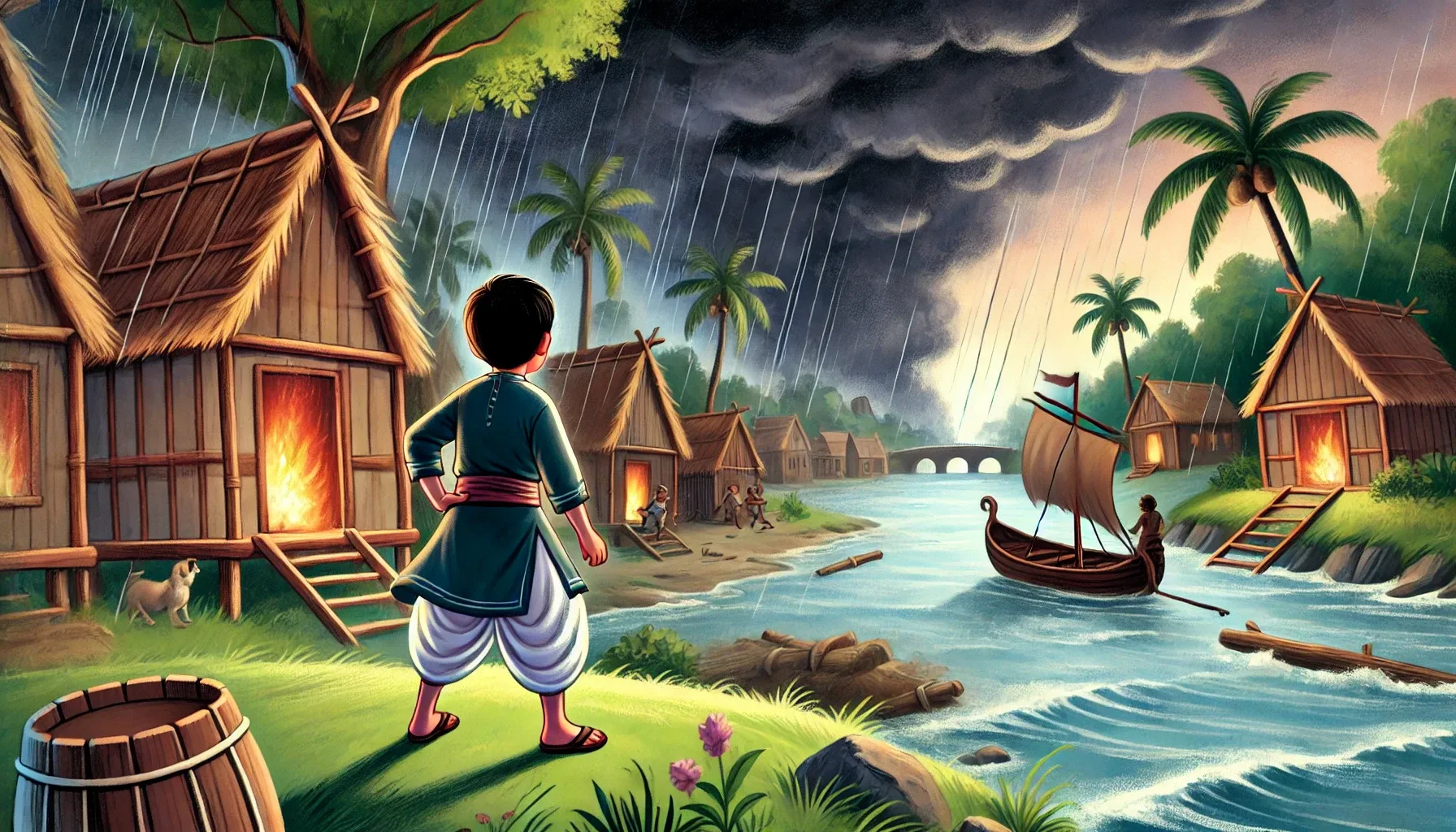 The Flood Warning - Hindi story for kids