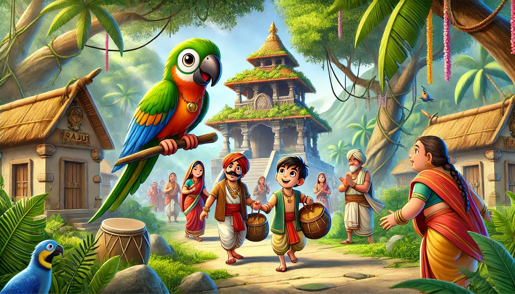 The Tale of the Talking Parrot - Tamil Story for Kids - Raju and Parrot and the Forest guardians