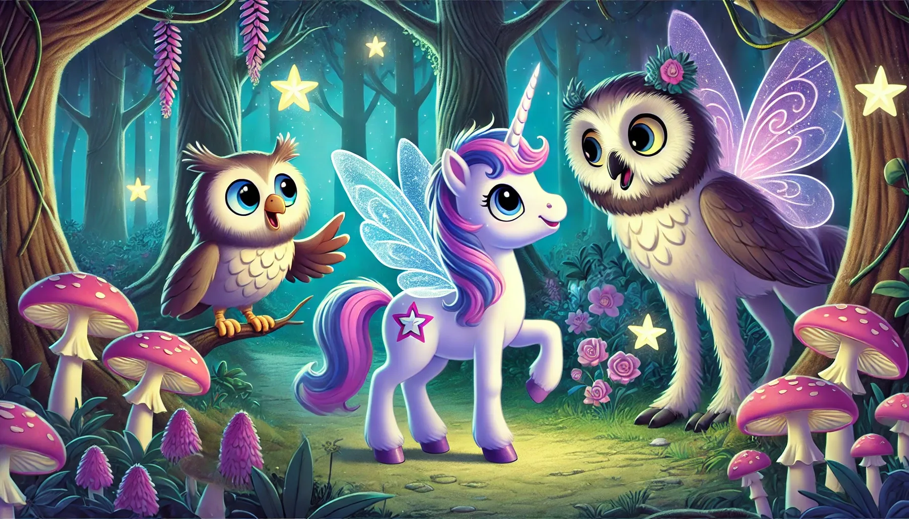 Star's Magical Quest - Unicorn Story for Kids - friends in the forest