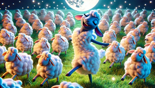 Luna, the Dancing Sheep in the Meadow